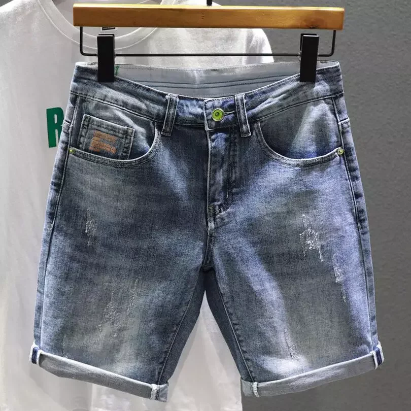 2022New Blue Denim Jeans Shorts Stretch Casual Shorts Jeans High Quality Men Cotton Elastic Fit Jeans Shorts New Classic Jeans 3