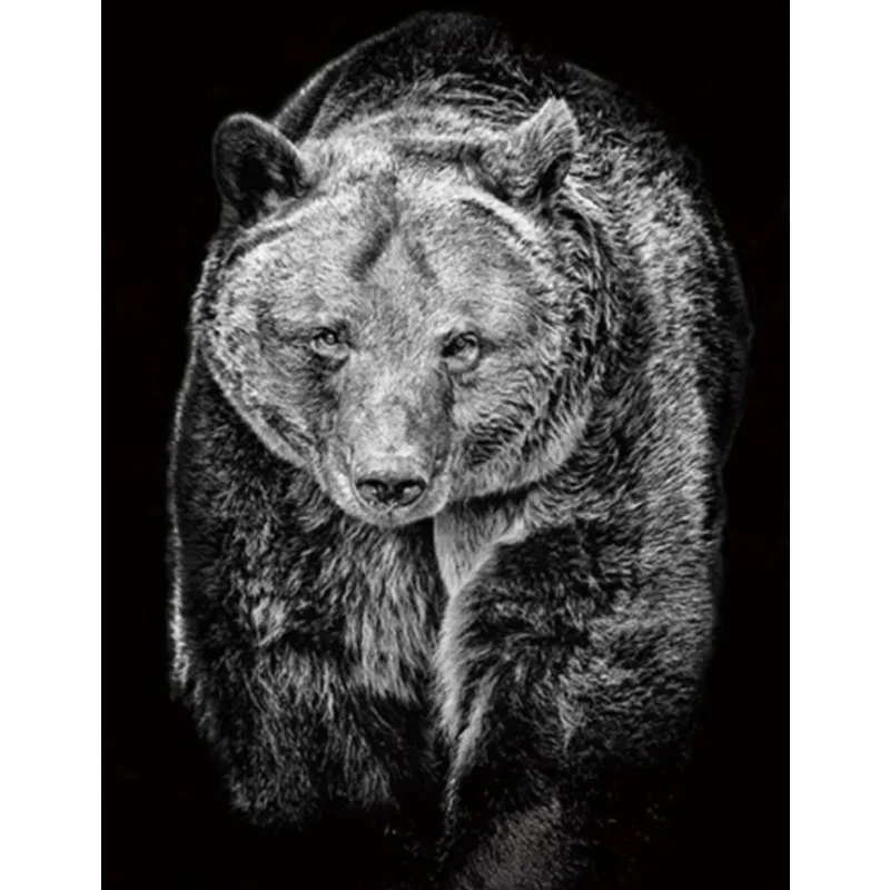 

Diamond Painting Animal Bear 5d Diy Mosaic Full Square Round Drill Diamant Of Rhinestone Daimond Embroidery Black White Picture