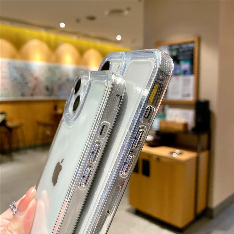 Прозрачный чехол HD для iPhone 13 12 11 Pro Max XR XS X 7 8 Plus SE 2022 противоударный бампер