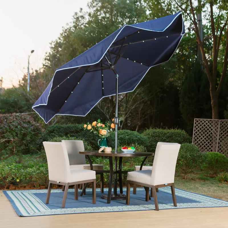

9FT Patio Solar Umbrella with Crank & Tilt, Navy Blue umbrella base umbrella for beach
