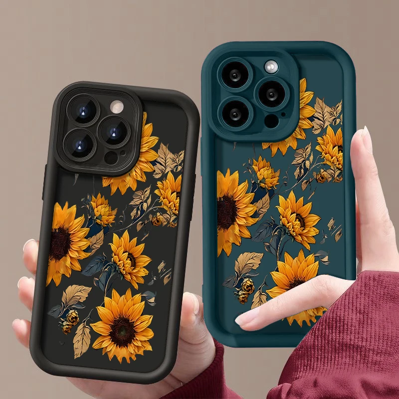 Чехол с принтом подсолнухов для iPhone 16e 16 Pro Max 15 14 Pro 13 12 Pro Max 11, мягкий силиконовый чехол из ТПУ для iPhone 15 16 Plus (art.: 3920d07cd9514) - 3920d07cd9514