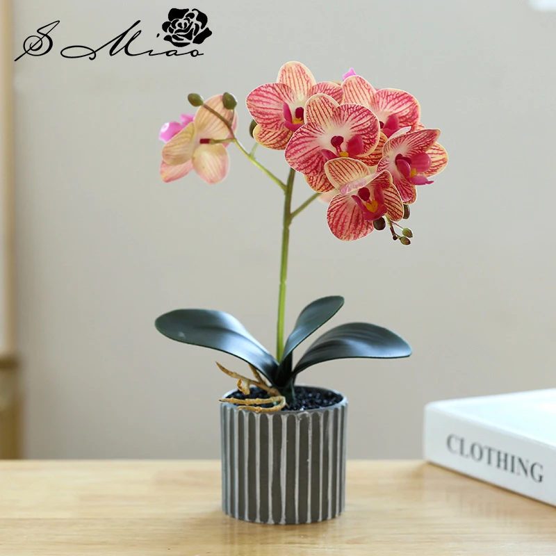 

Artificial Butterfly Orchid Potted Bonsai Creative Plants Fake Flower Desktop Ornaments for Living Room Bedroom Home Decoration