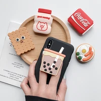 2022 customized mobile phone accessories silicone pvc cute cartoon mobile phone holder foldable mobile phone holder