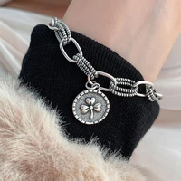 new arrival trendy lucky flower tag 30 silver plated female charm bracelet original jewelry for women new year gifts 2022
