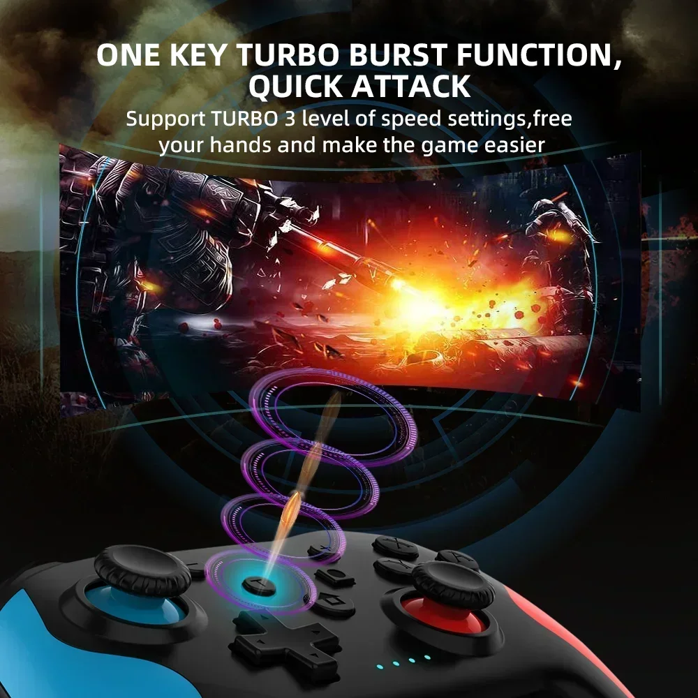 Фото Беспроводной контроллер для PS3, Bluetooth-геймпад для Switch и ПК, с двойной вибрацией, 6-осевой джойпад, тачпад, наушники №4
