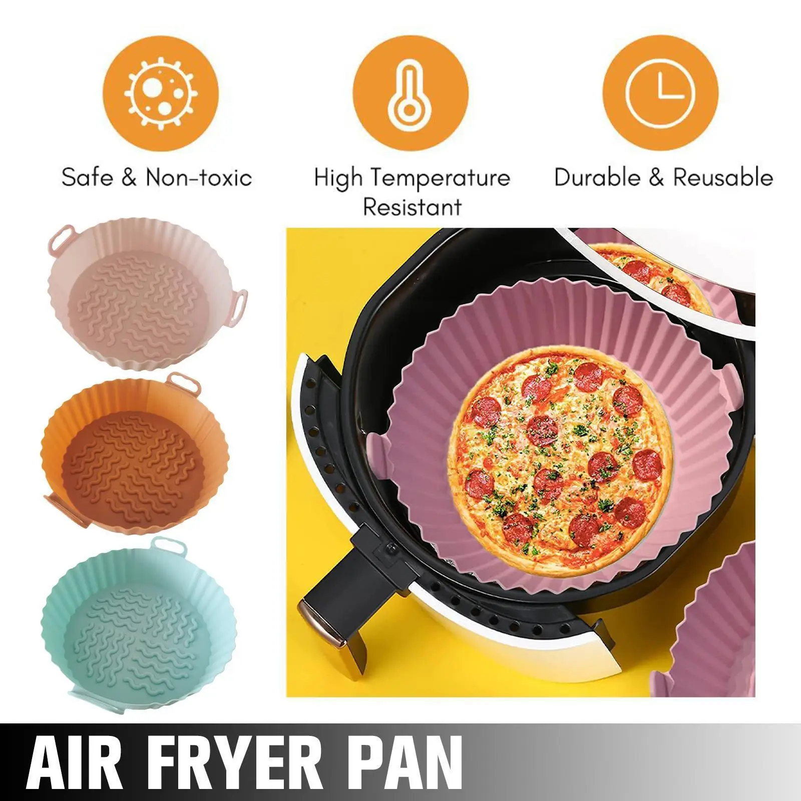 

7,5 дюймовая пневматическая фритюрница для духовки, противень для выпечки, жареная курица, гриль, сковорода, жаровня, коврик, воздухозамена, а...