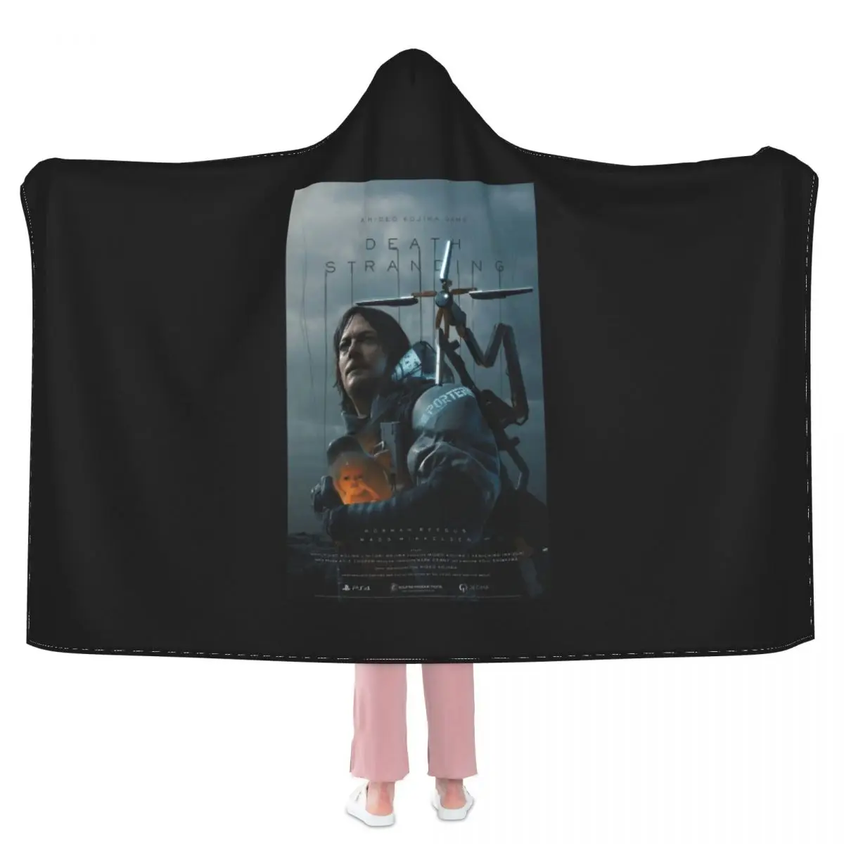 Одеяло с капюшоном Kojima принтом Ps4 Death Stranding накидка пушистые постельные