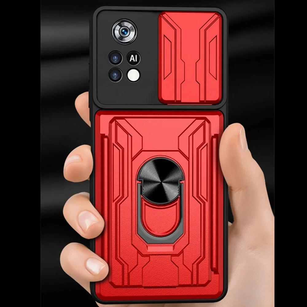 

For PocoX4 Pro 5G Case For Poco X4 Pro M4 Pro Armor Card Slot Cover For Poco X4 M3 M4 Pro 4G F3 X3 NFC GT Camera Protection