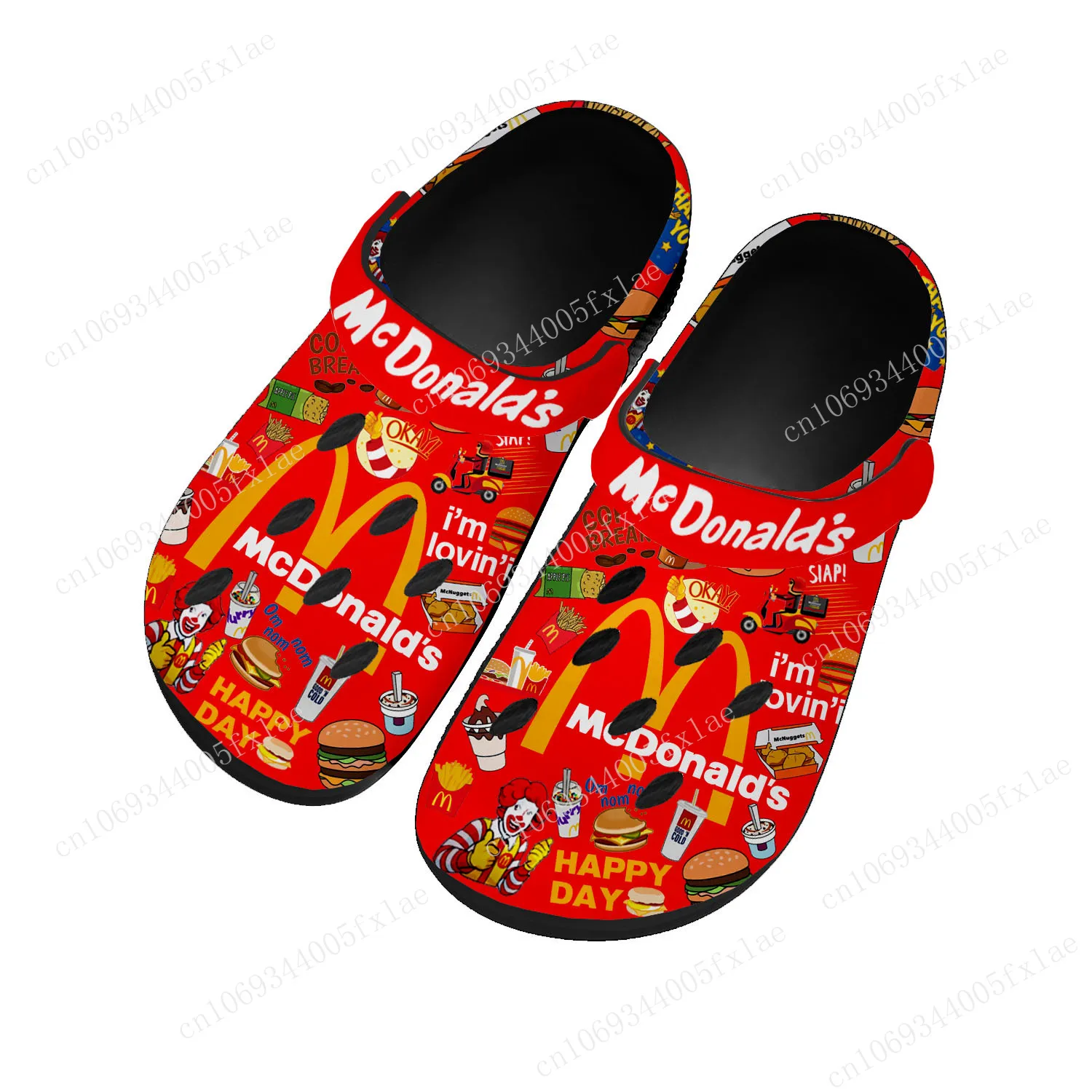 

Сандалии Mc-Donalds с принтом для мужчин и женщин, обувь для подростков, садовая дышащая обувь на заказ, тапочки с дырками для пляжа