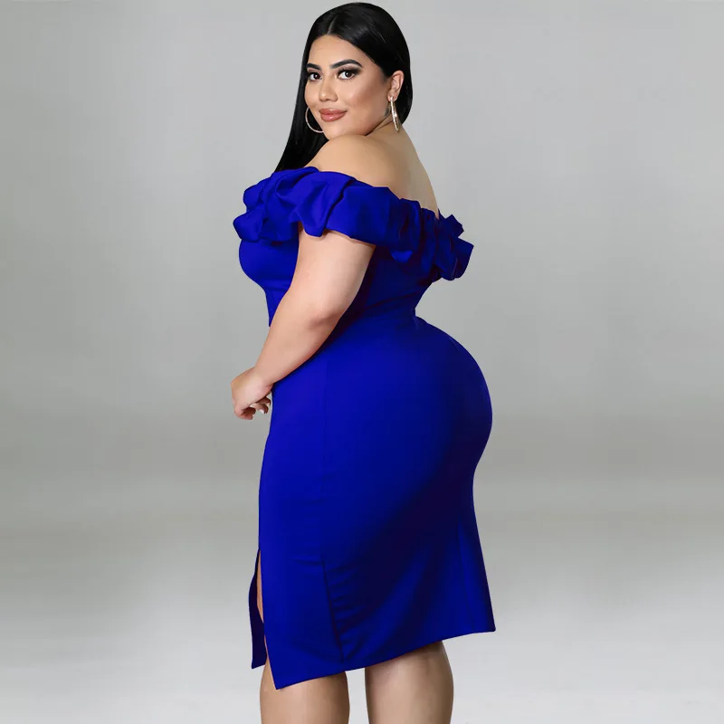 2023 Spring Women Dress Ruffle Off Shoulder Fashion Elegant Cloth Female Casual Luxury Gown Plus Size Evening Party New In Dress