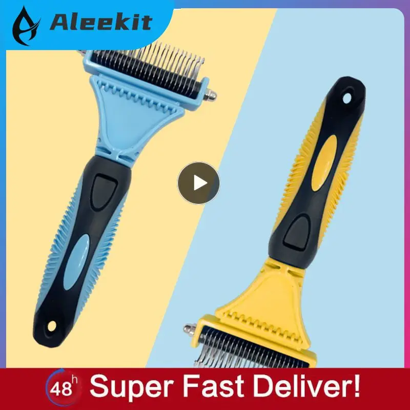 

Pets Fur Knot Cutter Dog Grooming Shedding Tools Pet Cat Hair Removal Comb Brush Double Sided Pet Products Suppliers