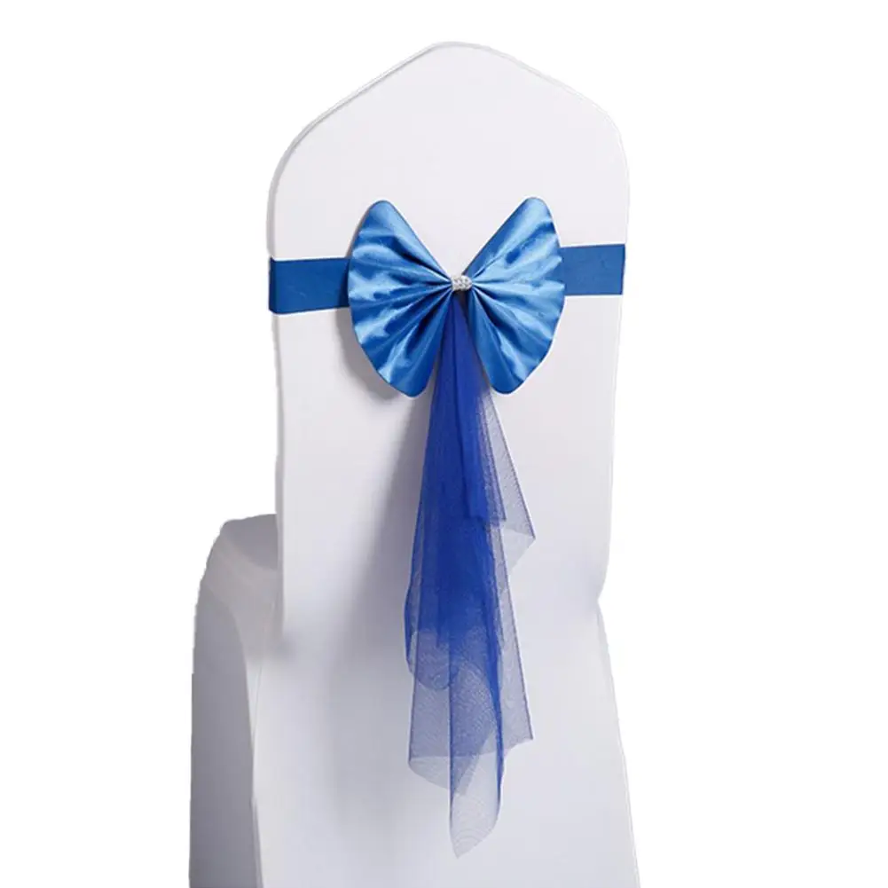 

Satin Chair Bow Sashes Wedding Chair Ribbon Butterfly Ties For Party Event Hotel Banquet Decoration dropshipping wholesale