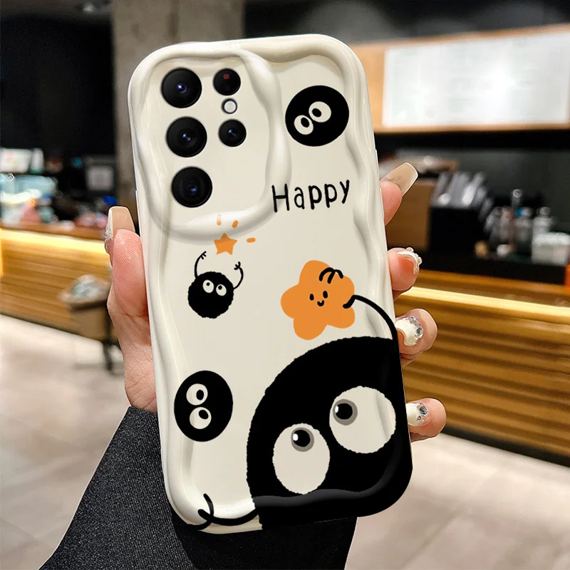 Кофейный черный волнистый чехол с изображением монстра для телефона Samsung Galaxy S24