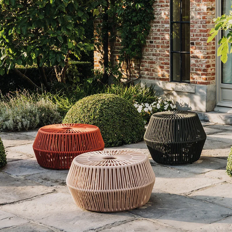 

Nordic outdoor flower pot rope woven flower box floor-mounted soft rattan tea table decorative combination custom rope