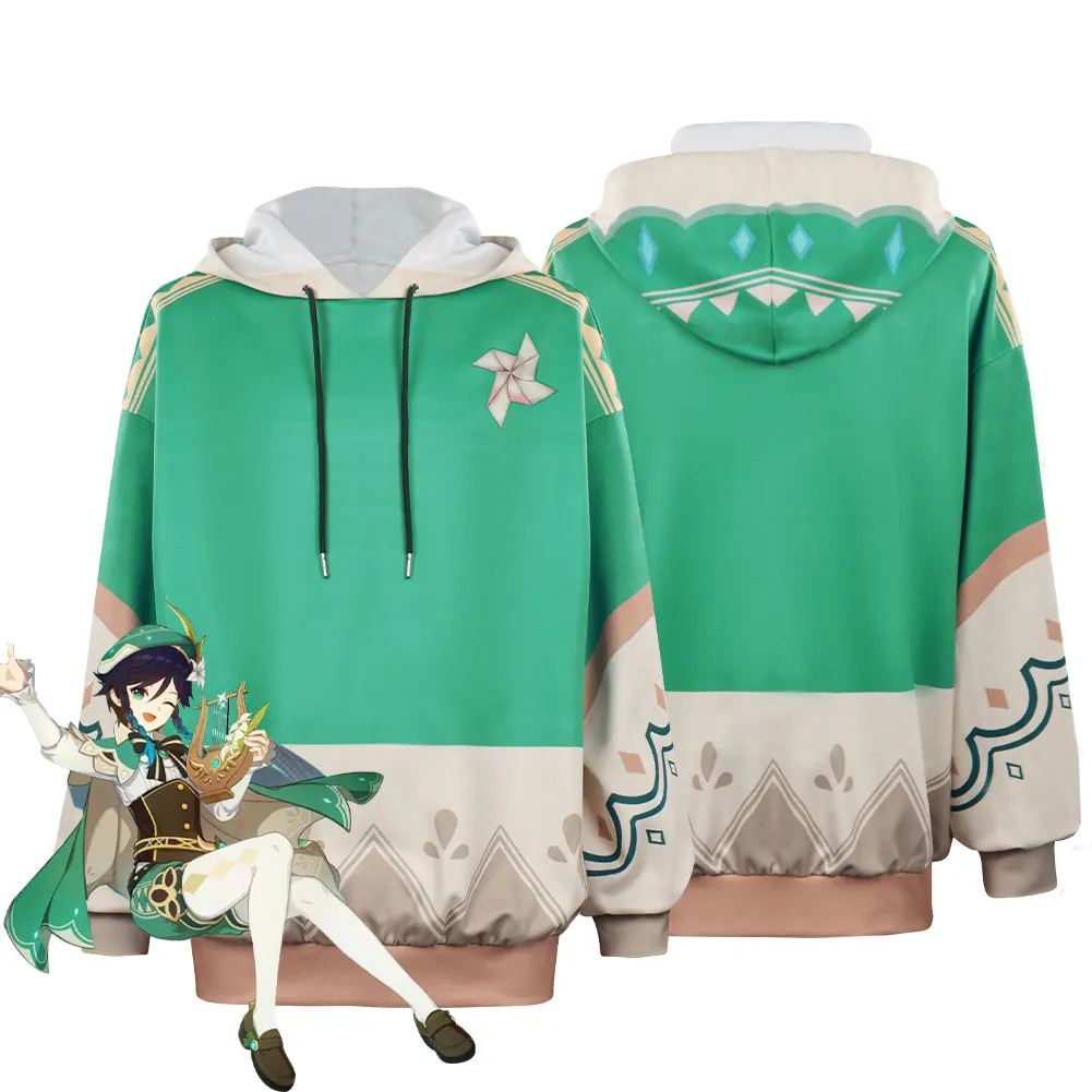 

Genshin Impact Venti Cosplay Costume Hoodie Coat Halloween Carnival Suit