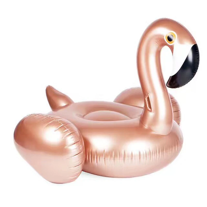 150cm Giant Inflatable Rose Gold Flamingo Pool Float Unicorn Pink Ride-On Swimming Ring Adults Summer Water Holiday Party Toy