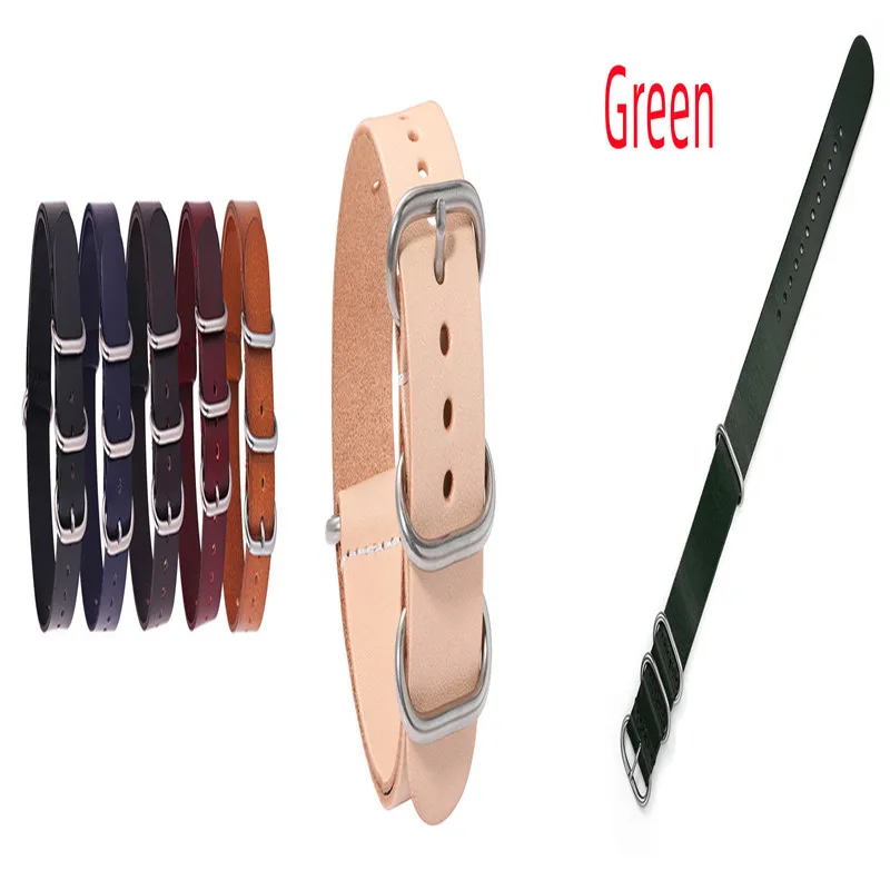 

Silver Buckle 1PCS 18MM 20MM 22MM 24MM Genuine Cow Leather Watch Band NATO Straps Zulu Strap Watch Strap New Colors