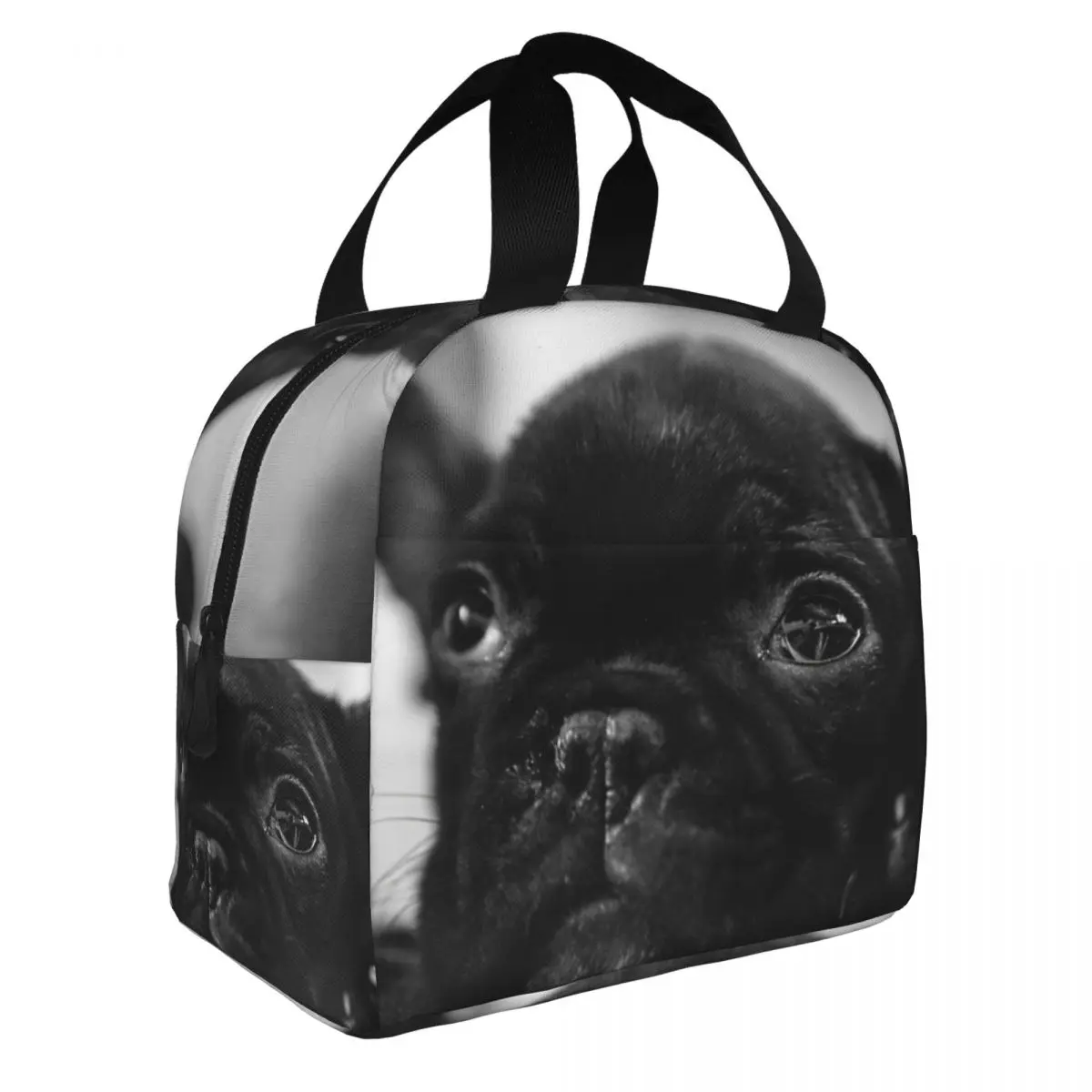 A French Bulldog Puppy Lunch Bento Bags Portable Aluminum Foil thickened Thermal Cloth Lunch Bag for Women Men Boy