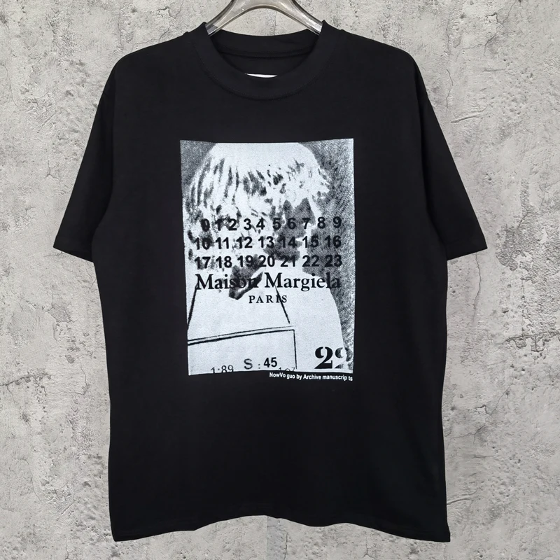 

Classic Black White Mm6 Margiela Top Tee American Vintage Streetwear Casual T-shirts Men Women Print Crewneck Short Sleeves
