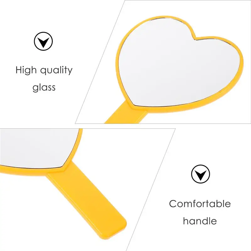 2 Pcs Heart-Shaped Handheld Makeup Mirror Portable Compact Heart Cosmetic Vanity |