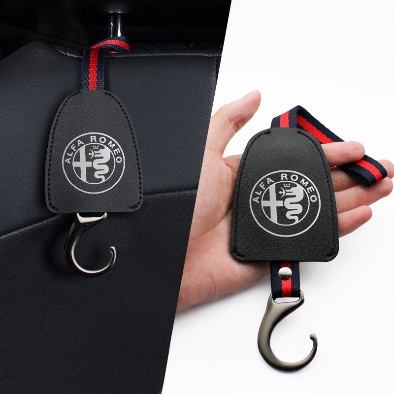 

PU Leather Car Seat Back Hooks Portable Hanging Bag Rack For Alfa Romeo Giulia Giulietta 159 156 Mito 147 Stelvio 4C Accessories
