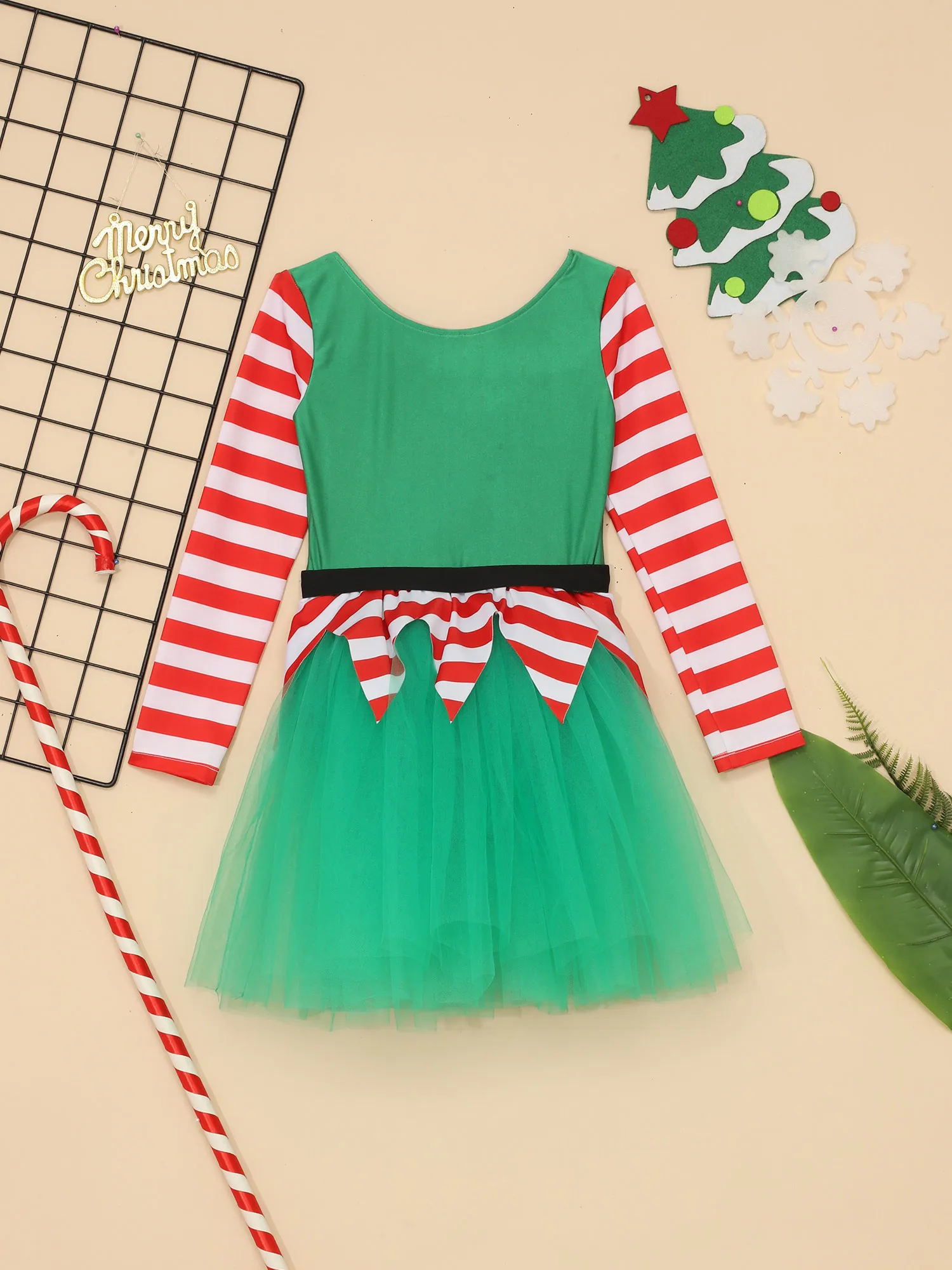 Рождественский костюм эльфа для девочек платье-пачка карнавальная вечеринка