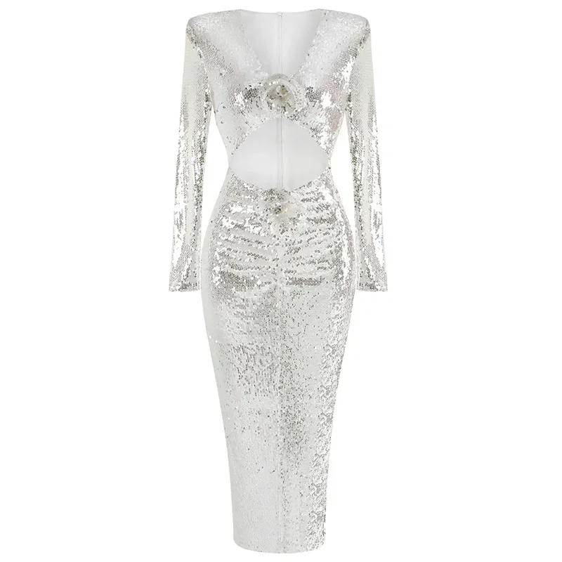 Модное сексуальное платье Independent Station с v-образным вырезом и стразами женское