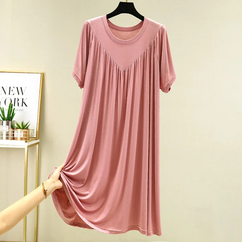 

Nightdress Sleepwear Spring Summer Women Soft Modal Nightwear Nightgown Loose Short Sleeve Casual Female Lounge Home Dress Wear