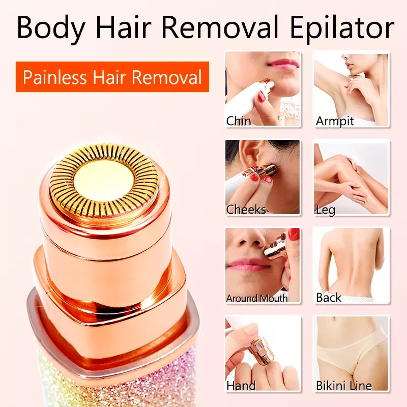 

Portable 2 IN 1 Electric Epilator Eyebrow Trimmer Female Body Facial Lipstick Shape Hair Removal Women Painless Razor Shaver