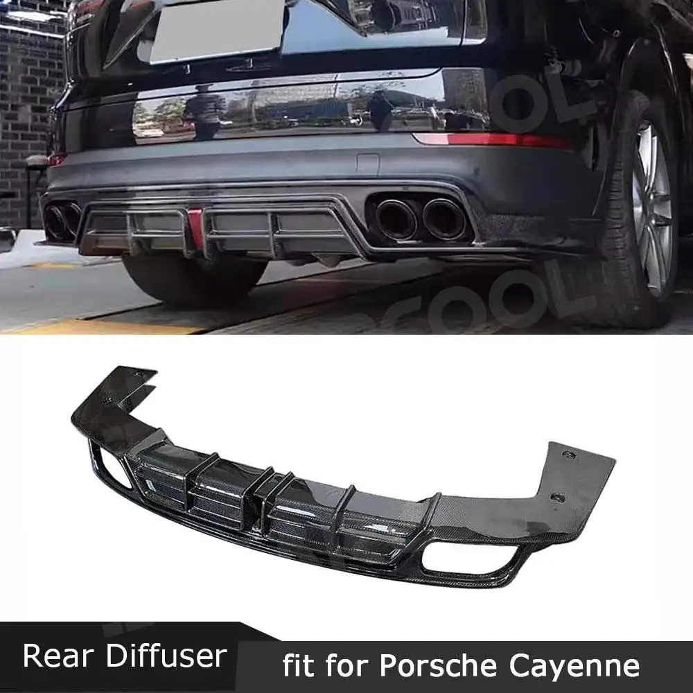 

Carbon Fiber Rear Lip Diffuser Spoiler With Led Light for Porsche Cayenne 2022 Car Bumper Extension Guard Accessories FRP Primer
