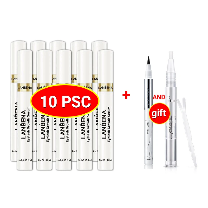 

10 Pcs LANBENA Eyelash Growth Serum Fast 7 Day Eyelash Enhancer Promotes Eyelashes Growth Longer Thicker Eye Care Products 4ml