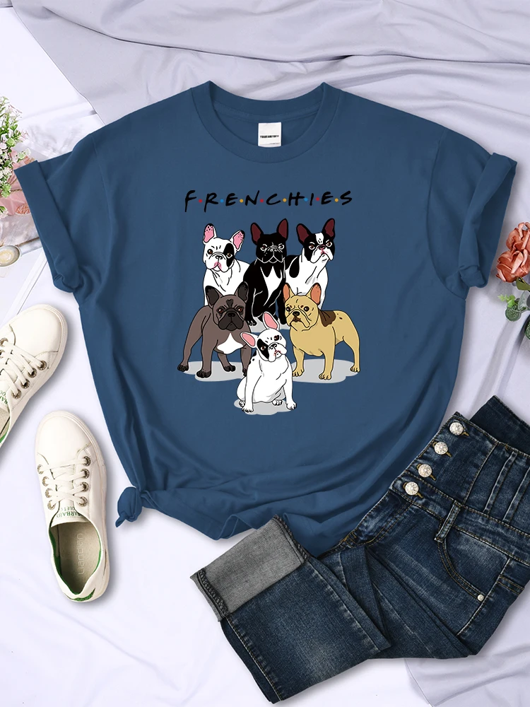 Frenchies Dachshund Pug Funny Print T Shirt Women Fashion Loose Tee Clothing Creativity Summer Tshirt Fashion Style Womens Tops