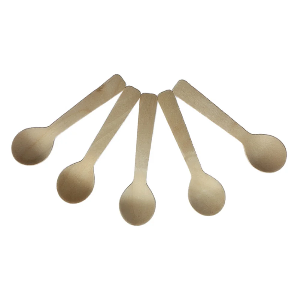 

100 шт. одноразовые деревянные ложки, ложка для торта, мороженого, посуда, товары Вечерние