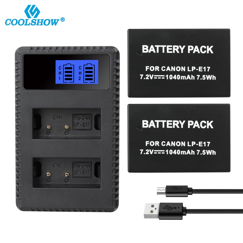 

LP-E17 LP E17 Battery Charger for Canon EOS 200D M3 M6 750D 760D 00D 8000D Kiss X8i T6i T6s 8 Cameras Battery 1040mah