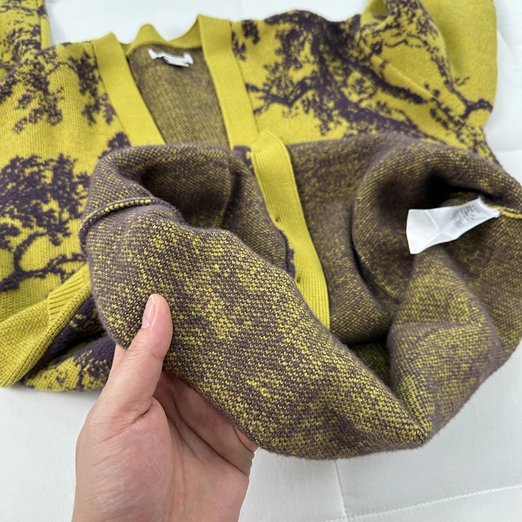 U Ah Joint Name Design Пейзаж 3D Картинка Вязать Корейская серия Свободный кардиган в стиле