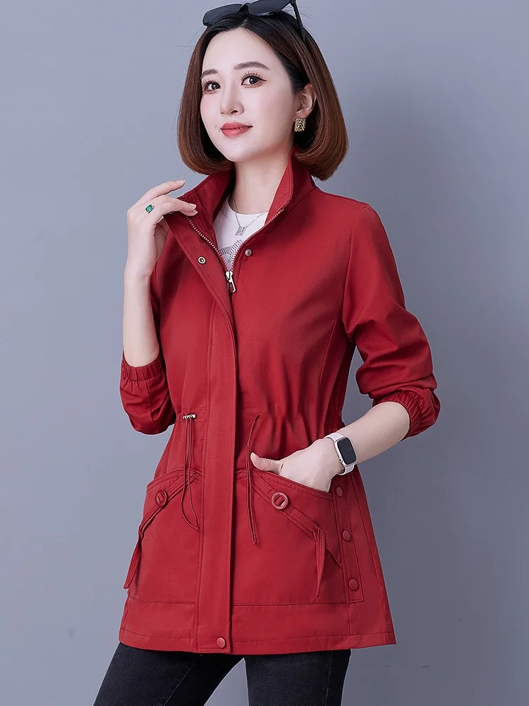 Тренч средней длины верхняя одежда для женщин весна и осень 2024 новая осенняя мам