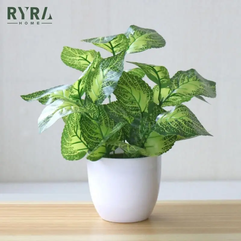

Mini Artificial Green Plant Bonsai Small Simulated Pot Plants Fake Flowers Office Table Potted Ornaments Home Garden Decor