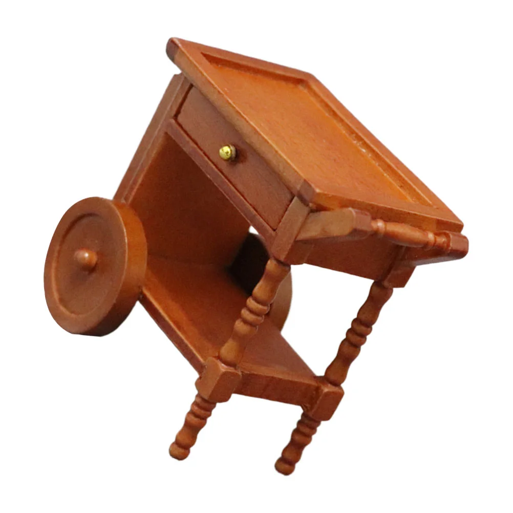 

Doll House Dining Car Model Decor Wooden Trolley Doll House Ornament Mini House Decor