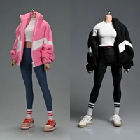 16 jacket female plush thick zip up sweatshirt long sleeve fleece casual jacket outerwear for 12 inch action figure model toy