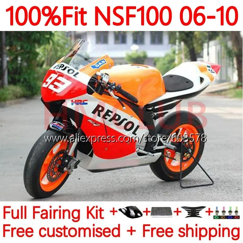 

Fiberglass Race For HONDA NSF 100 NSF100 2006 2007 2008 2009 2010 glossy red NSF-100 06 07 08 09 10 Injection Fairing 77No.74