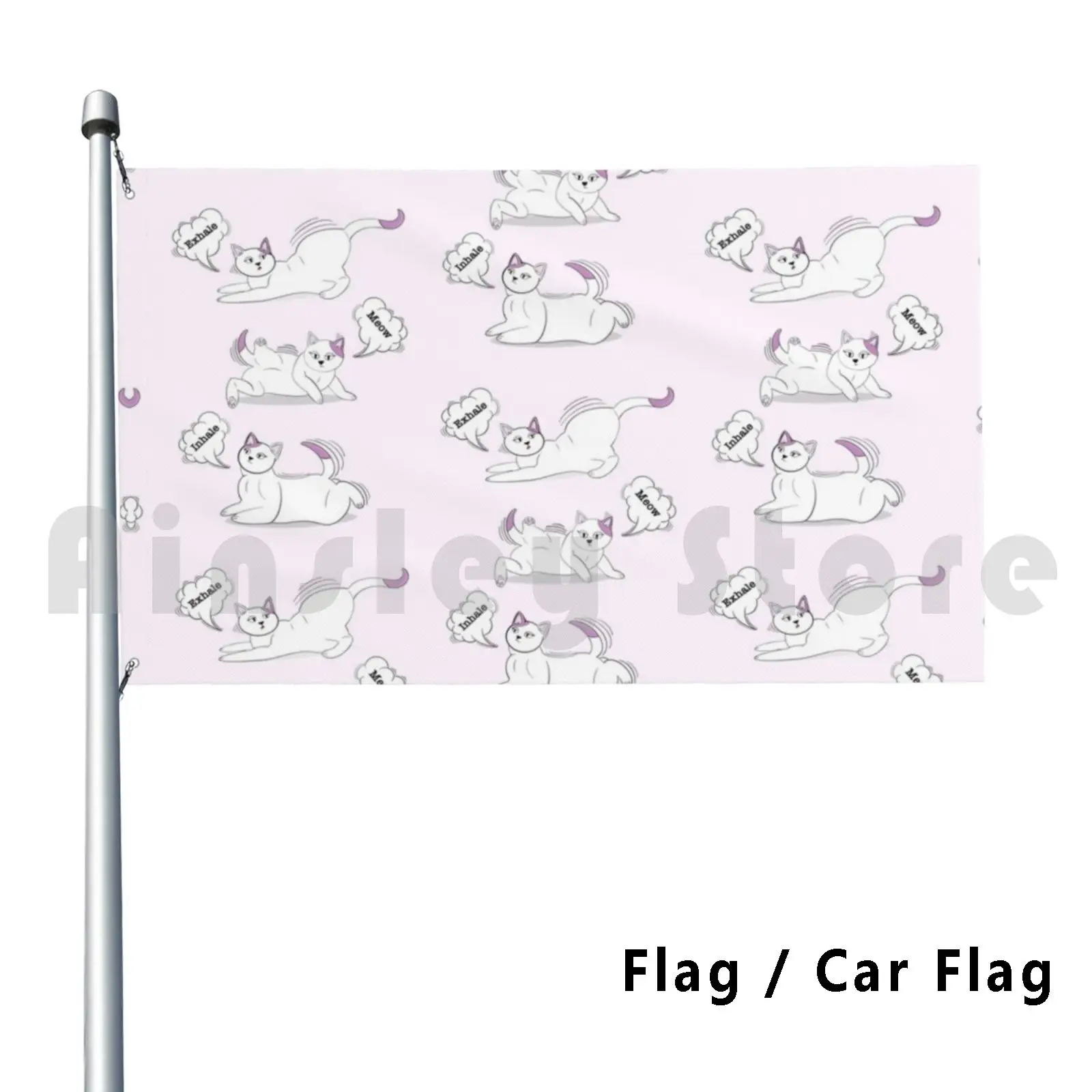 Вдох. Выдохните. Кошка для йоги флаг Автомобиль Забавная Повседневная Любовь