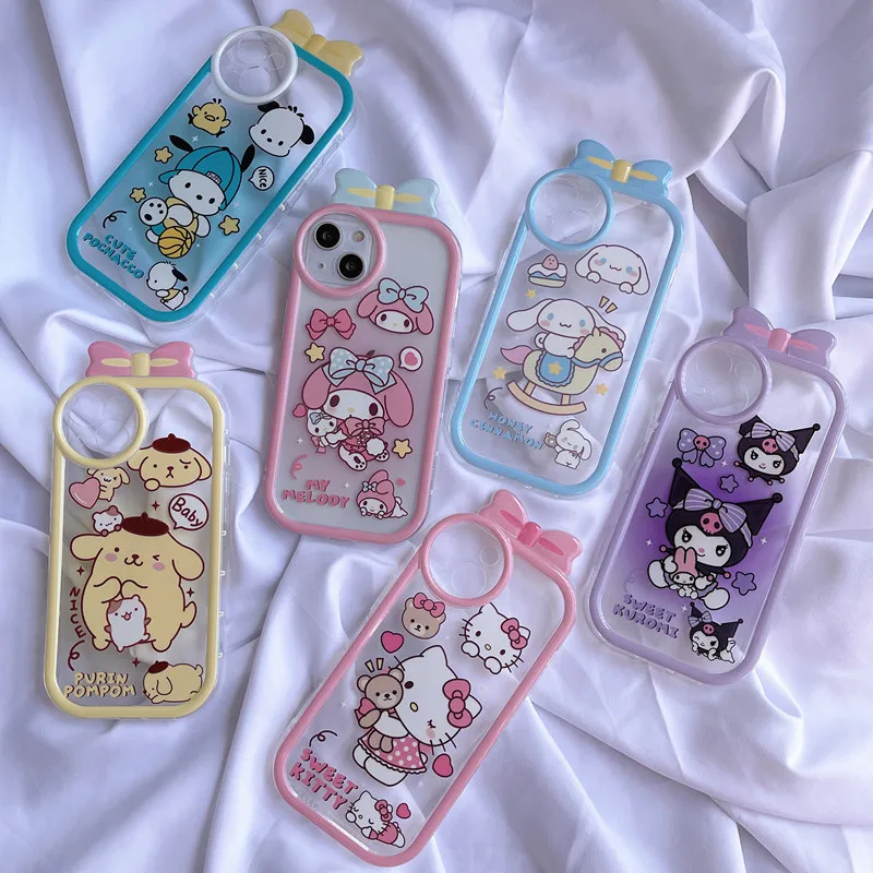 

Sanrio Hello Kitty Cute Transparent Phone Case For IPhone 14 Pro Max 13 12 11 Pro Max Mini XR XS X Plus Shockproof Hard Cover