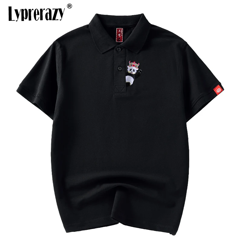 

Lyprerazy Summer New Polo Shirt Short-sleeved Men's National Tide Panda Embroidery Tide Brand Cotton Lapel T-shirt