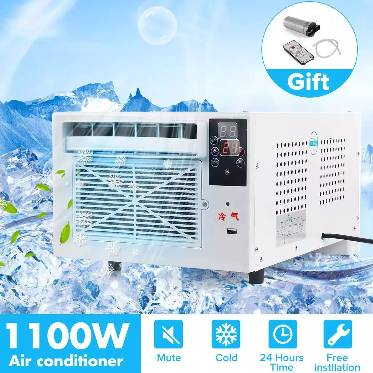 1100W Desktop Air Conditioner 220V Air Conditioning Fan Timing Air Cooler Fans Remote Control Air Conditioner For Home Office
