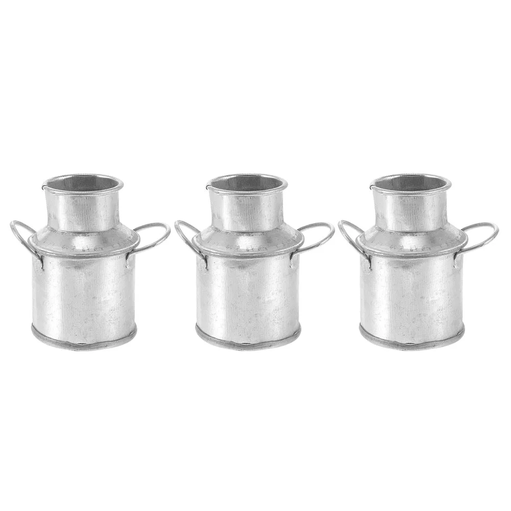

3 Pcs Milk Jug Tin Bucket Small Vases Miniature House Accessory Tiny Accessories Vintage Decor Decoration Centerpieces