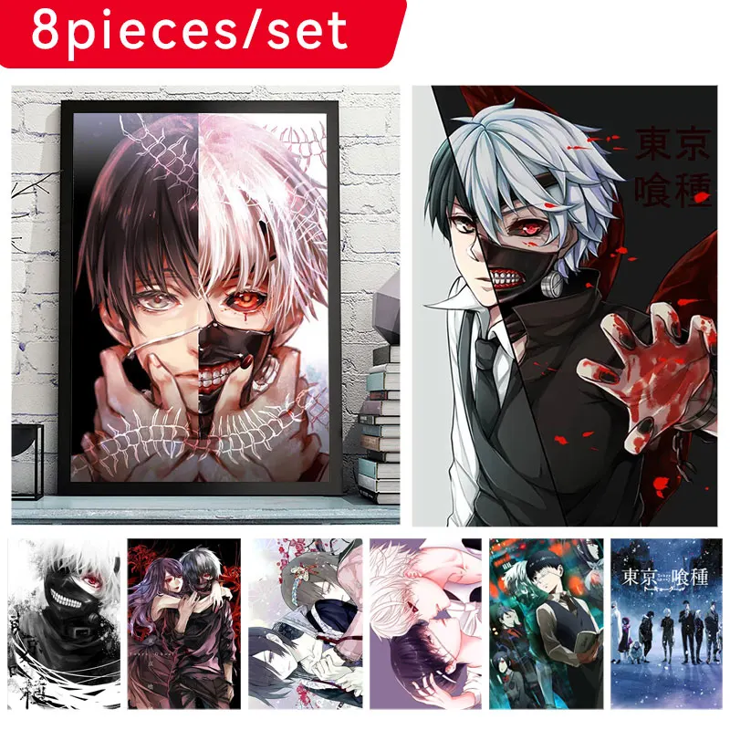 

Hot Anime Posters Tokyo Ghoul Comic Character Home Decor Painting Room Bar Theme Glueless Wall Sticker Coated Paper White Poster