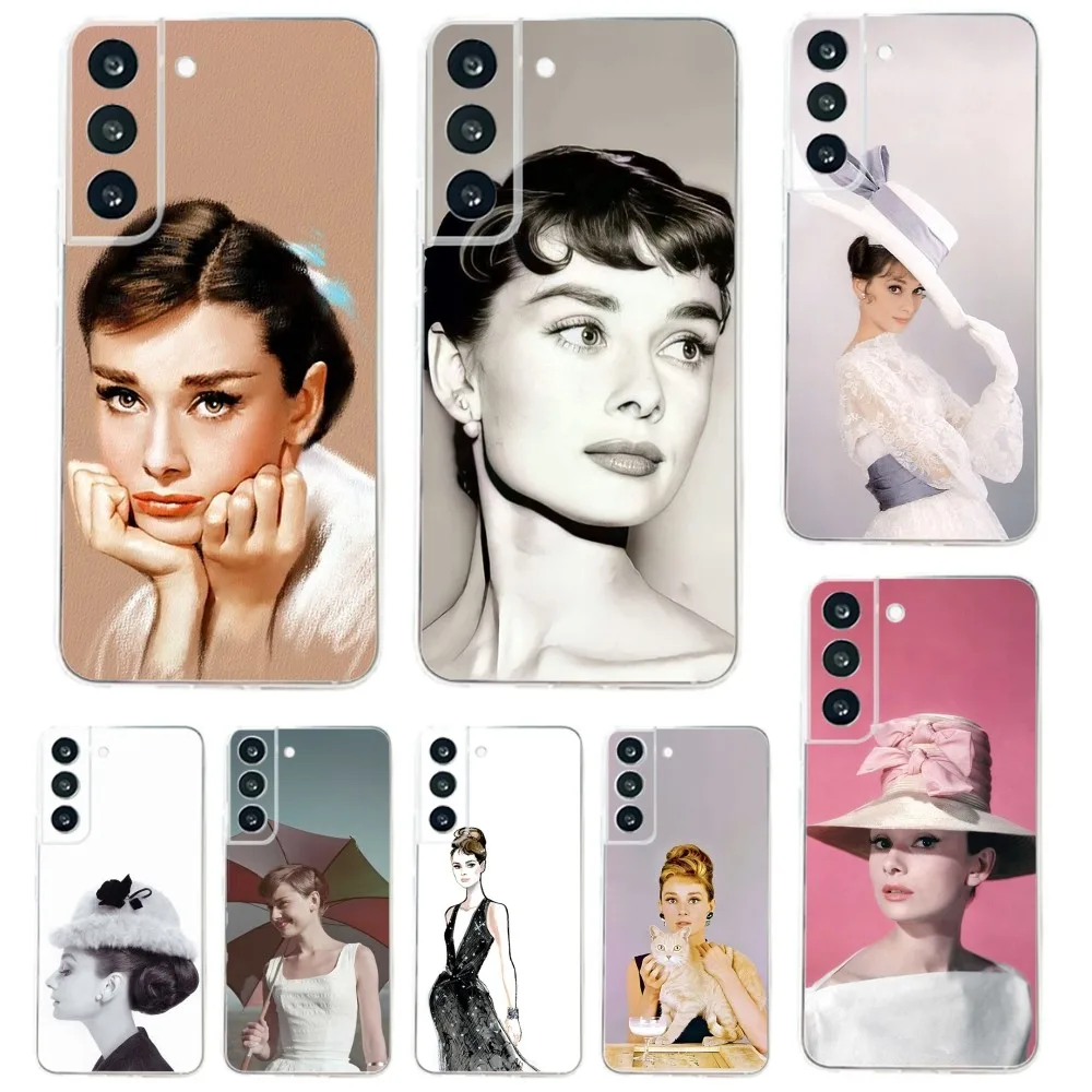 Чехол для телефона A-Audrey H-Hepburn Samsung Galaxy A71 70 52 51 40 31 A50 30S 21S Note20ultra прозрачный чехол