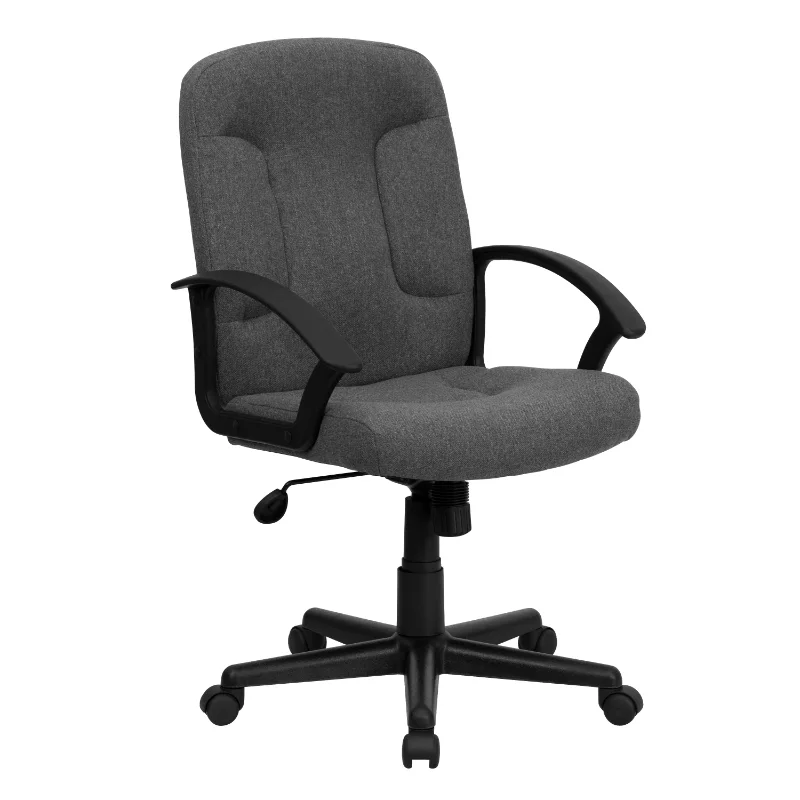 

Flash Furniture Garver Mid-Back Gray Fabric Executive Swivel Office Chair with Nylon Arms