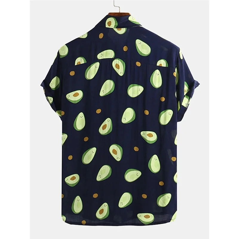 Men's Shirts Casual Beach Avocado Short Sleeve Shirt Southeast Asia Comfortable Shirt Spring and Summer Print Casual Shirts