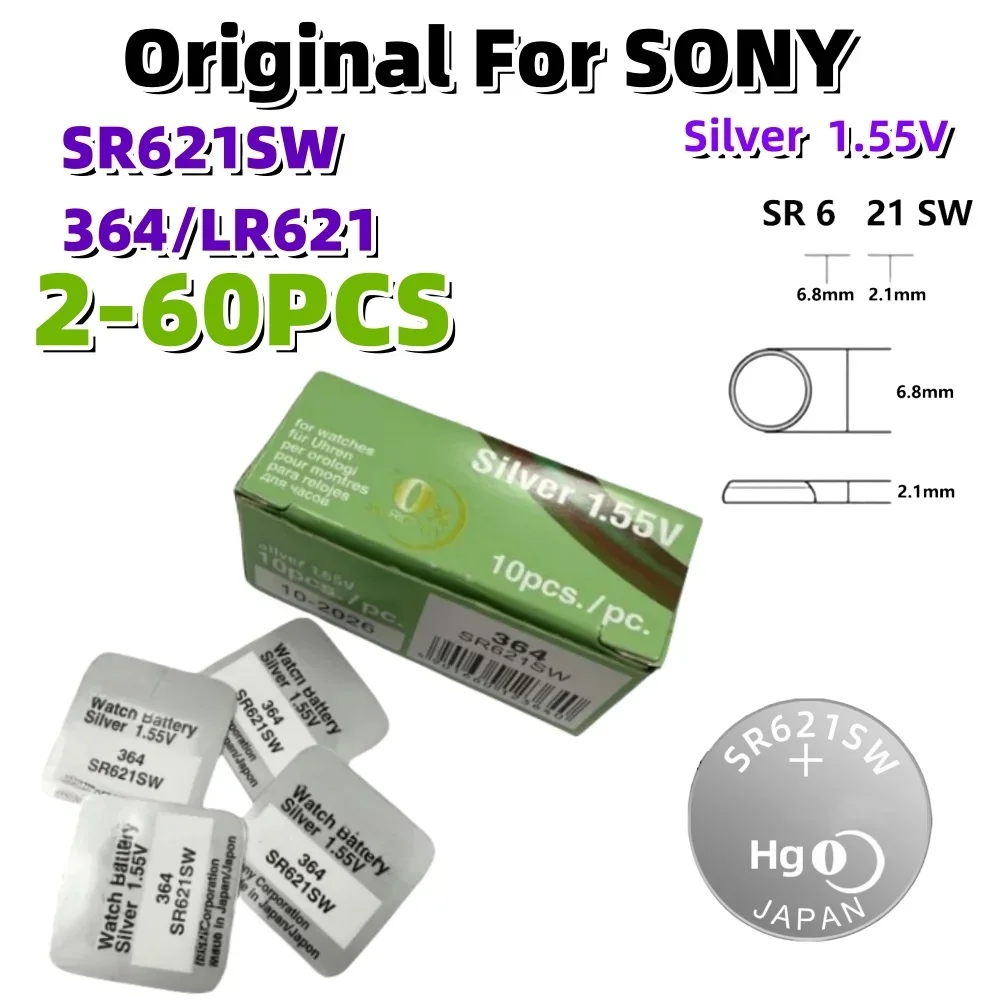 10-50 шт. оригинальный кнопочный Аккумулятор для SONY 364 AG1 LR621 164 531 SR621 SR621SW SR60 CX60